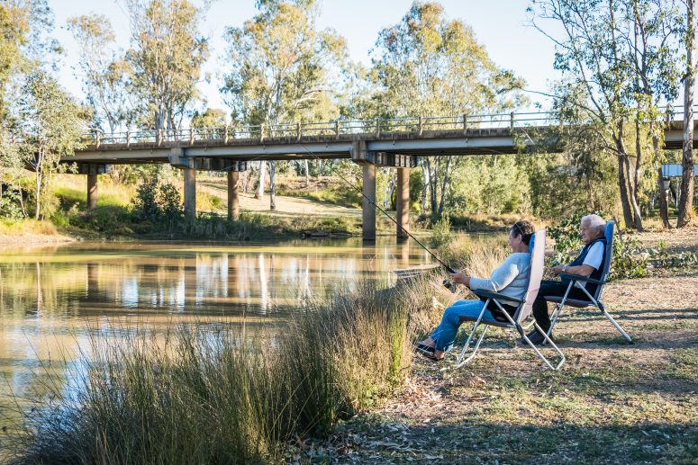 There's plenty to do in Miles while you here for Back to the Bush, including relaxing by the river to do some fishing.